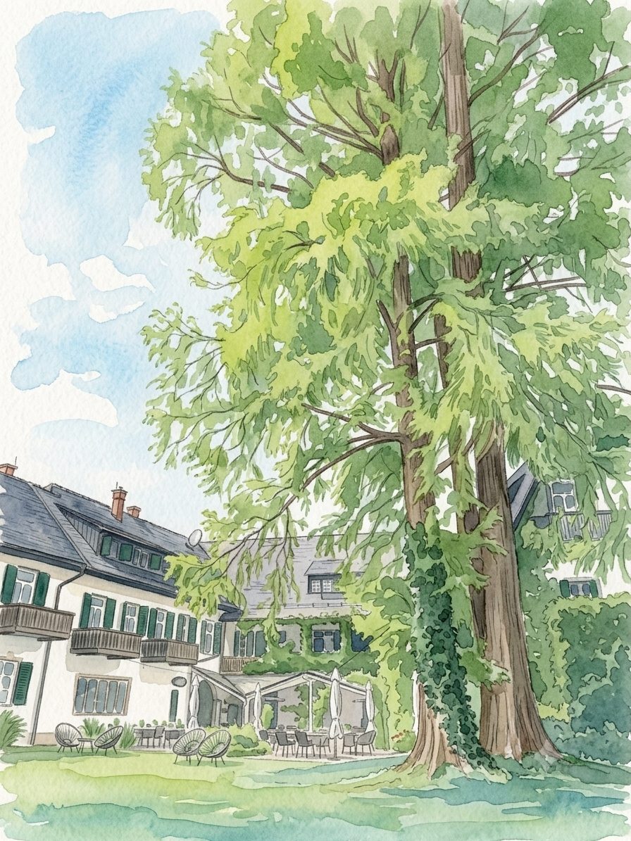 Aquarell der Villa Bulfon in Velden